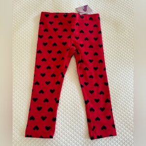 NWT Primary brand 2T red leggings with navy hearts